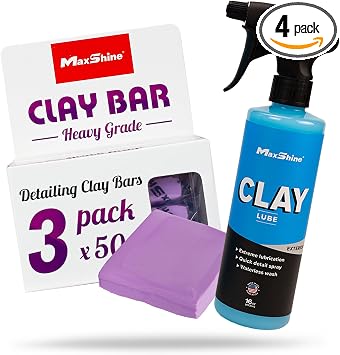 Maxshine Clay Lube Spray (16oz) & Clay Bar Set (3-Pack) | Synthetic Lubricant for Clay Block & Clay Bars | Hyper Slick F