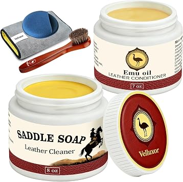 Leather Boot Care Kit, Emu Oil, Saddle Soap for Leather, Professional Leather Cleaner & Conditioner for Horse Tack, Shoe