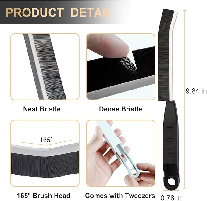 Hard Bristle Crevice Cleaning Brush,Grout Cleaner Brush,Scrub Brushes for Tile Floor,Gap Cleaning Supplies with Clip for Bathtub,Shower,Sink,Kitchen,Home Essentials,Gi-ft for Women Men(3PCS)