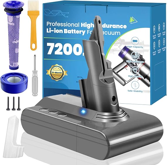 7200mAh Long-Lasting V7 Battery Compatible with Dyson SV11 V7 Motorhead/Extra/Animal‌/Trigger/Mattress/Absolute Handheld Vacuum Cleaners, 2026 Upgrade V7 Replacement Battery - Cleanova
