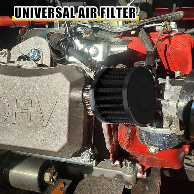 Air Filter, Valve Cover Breather, 25mm Auto Crankcase Cold Air Filter Cleaner with Adjustable Clamp, Breather Turbo Vent Cleaner Automotive Accessories Fit for Cars and Motorcycles (Black)