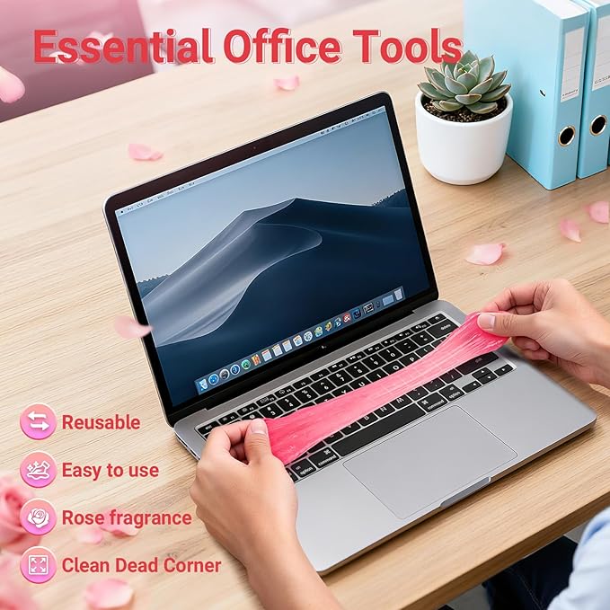 ColorCoral Universal Cleaning Gel Keyboard Dust Cleaner for Office Electronics Product,Cleaning Putty for Car Detailing Laptop Dusting Kit Computer Dust Remover,Computer Cleaning Accessories,Rose Pink