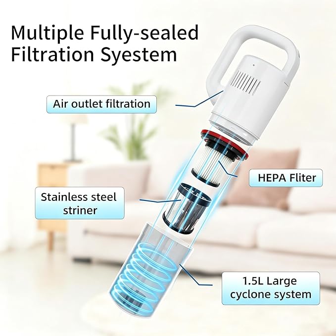 KEROMEE Cordless Vacuum Cleaner, Handheld Stick Small Lightweight Vacuum for Home Pet Hair Hardwood Floor Cat Litter Area Rug Cleaning