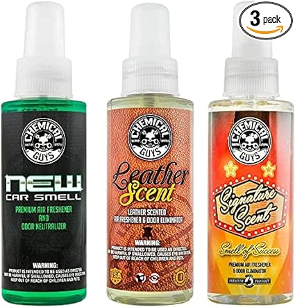 Chemical Guys AIR_301_04 New Car/Leather/Signature Scent Sample Kit, Great for Cars, Trucks, SUVs, RVs, Home, Office & M