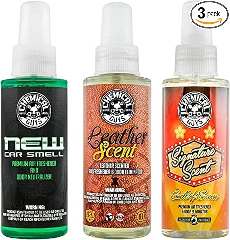 Chemical Guys AIR_301_04 New Car/Leather/Signature Scent Sample Kit, Great for Cars, Trucks, SUVs, RVs, Home, Office & M