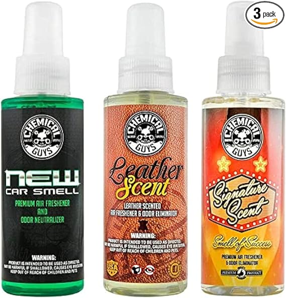 Chemical Guys AIR_301_04 New Car/Leather/Signature Scent Sample Kit, Great for Cars, Trucks, SUVs, RVs, Home, Office & M