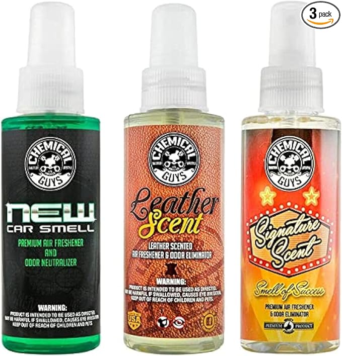 Chemical Guys AIR_301_04 New Car/Leather/Signature Scent Sample Kit, Great for Cars, Trucks, SUVs, RVs, Home, Office & M