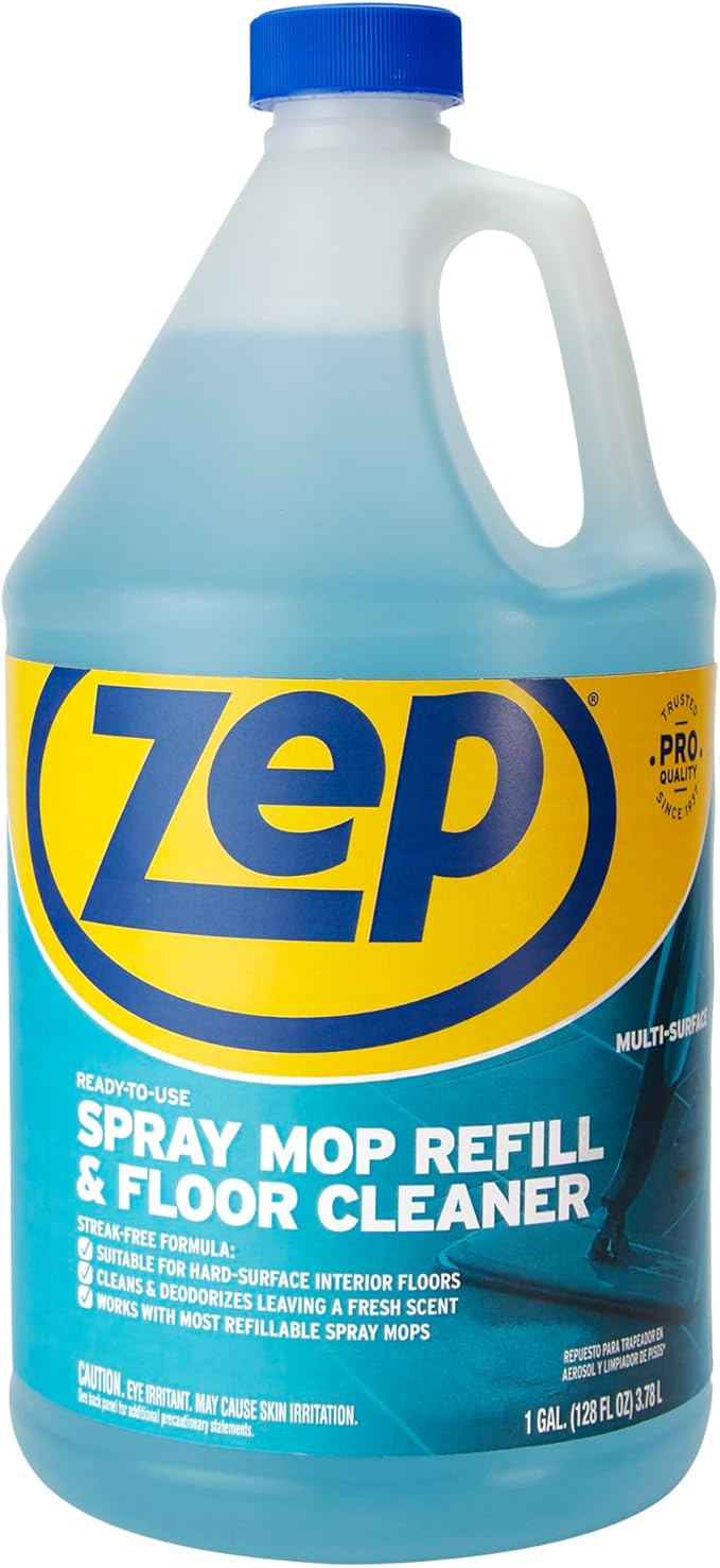 Zep Spray Mop Refill & Floor Cleaner – Streak-Free Shine for Hard Floors – 1 Gallon E-Z Fill Sprayer 2-Pack – Bundle