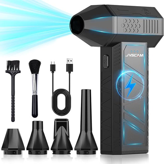JVSCAM X3 Compressed Air Duster - Electric Air Duster with Brushless Motor,3 Gear Adjustable - Mini Air Blower- Rechargeable Air Duster for PC, Keyboard, Car,Outdoors,Home,Snow and Leaves Clearing