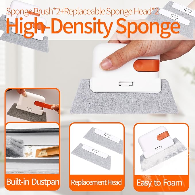 11PCS Window Track Cleaning Tools - Deep Clean Groove Gap Cleaning Brush Kit for Window/Door Tracks, Sill, Tile Lines, Kitchen Gunk, Bathroom Counters