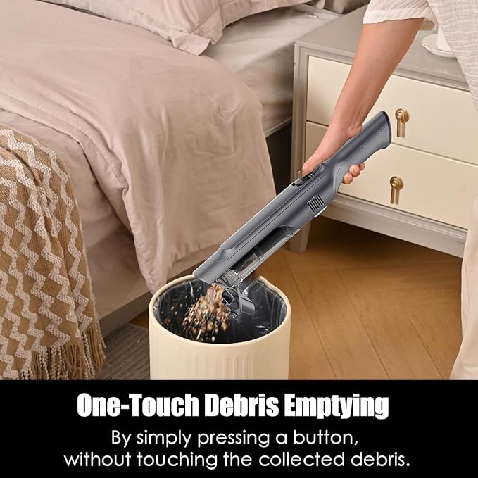 Handheld Vacuum Cordless, Lightweight 1.4lb with Powerful Suction, Charging Dock, Single Touch Empty and Detachable Dust Cup, Portable Mini Car Vac for Home Office and Pet Hair (Frosted Silver)