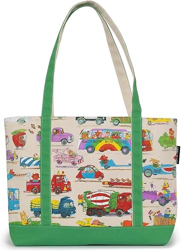 Out of Print Cars and Trucks and Things That Go Zippered Tote Bag with Inner Pocket - Richard Scarry Gift for Book Lover