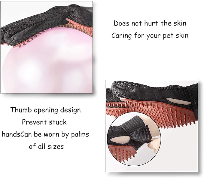 Pet Grooming Glove Hair Remover Brush Gentle Deshedding Efficient Pet Mitt Pet Massage Gloves Left & Right Hand Draw Dogs Cats Horses Long Short Fur (1Pair Left & Right Hand)