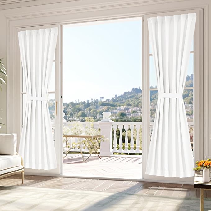 Vatge Pure White Sidelight Curtains - 50% Sunlight Blocking Sidelight Curtains for Front Door, 1 Panel, W25 x L80, Pure White