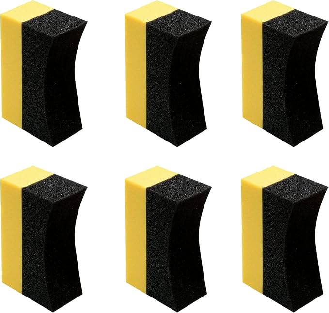 6 Pcs Tire Applicator Dressing Shine Sponge, Tire Dressing Applicator Pads, Color Polishing Sponge for Car Glass, Painted Steel & Porcelain