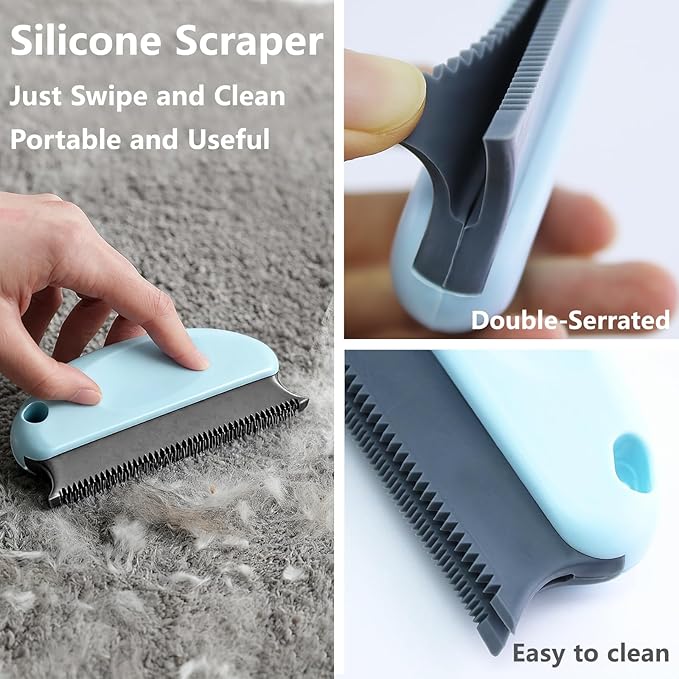 5-Pack Pet Hair Removal Tool, Dog Cat Hair Remover, Fur Remover Tool Cleaner Pro Portable Carpet Scraper for Pet Carpet Clothes Car Floor Mat Sofa Bed Furniture