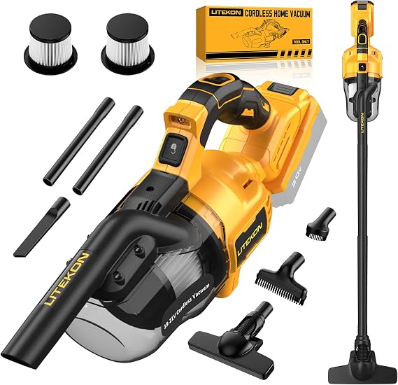 LITEKON Cordless Vacuum Compatible with 𝗗𝗘-𝗪𝗔𝗟𝗧 20V Max Battery (No Battery), Handheld Battery Powered Vacuum Cleaner fo