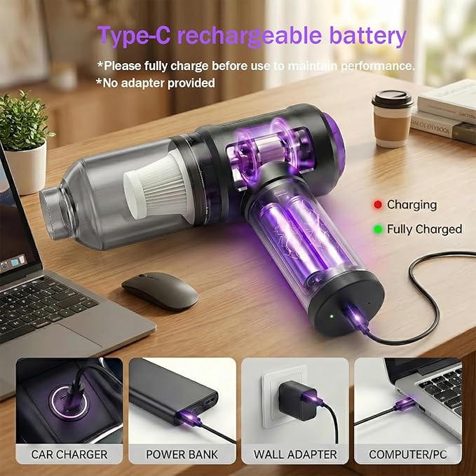 14.5KPA Computer Vacuum Cleaner &Cordless Electric Air Duster 3-in-1,110000RPM Replaces Canned Air for PC Tower &Laptop Sewing Machine Keyboard Vac USB Rechargeable Desk Crumbs Dust Cleaner
