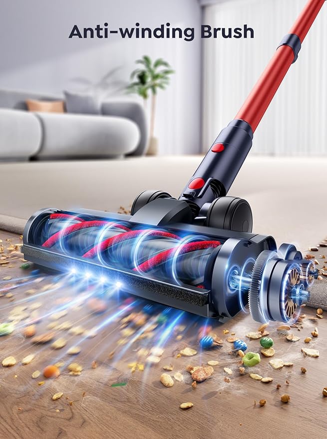 Cordless Vacuum Cleaner, 650W 55Kpa 70Mins Vacuum Cleaners for Home with Auto Mode/LED Display, Self-Standing Cordless Stick Vacuum Lightweight,Rechargeable Cordless Vacuum for Pet Hair/Carpet/Floors