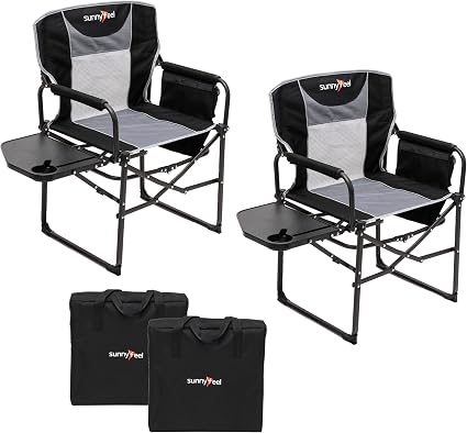 SUNNYFEEL Oversized Camping Chair Portable Directors Chairs with Side Table