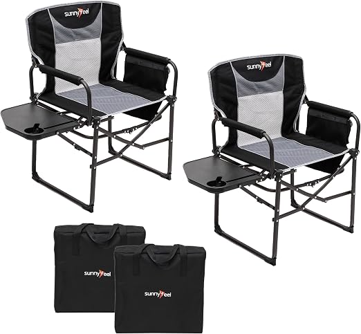 SUNNYFEEL Oversized Camping Chair Portable Directors Chairs with Side Table