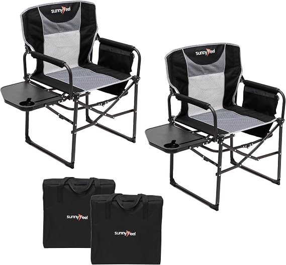 SUNNYFEEL Oversized Camping Chair Portable Directors Chairs with Side Table