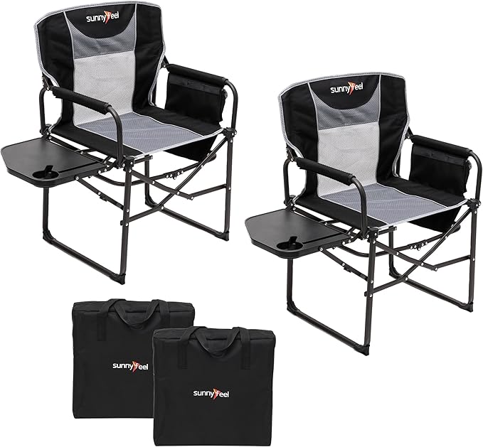 SUNNYFEEL Oversized Camping Chair Portable Directors Chairs with Side Table