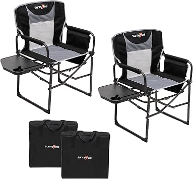 SUNNYFEEL Oversized Camping Chair Portable Directors Chairs with Side Table