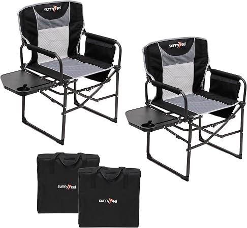SUNNYFEEL Oversized Camping Chair Portable Directors Chairs with Side Table
