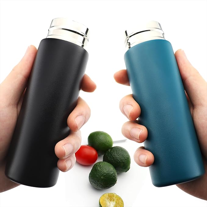 Cute Small Water Bottle, 4.4 Fl. Oz, Pack of 4, Mini Slim Flask for Kids Lunchbox, Portable Skinny Purse Water Bottle, Vacuum Insulated Reusable Leak Proof Stainless Steel Cup