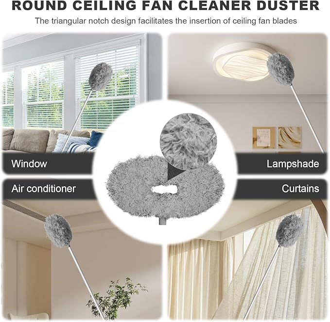 Storystore Ceiling Fan Cleaner Duster - Adjustable Duster with Extension Pole,Dusters for Cleaning Fan Blade, Walls and Cobweb (Grey)