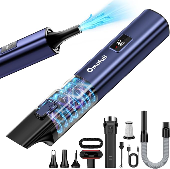 Car Vacuum Portable Cordless, 19500Pa 4-in-1 Handheld Vacuum Cordless Vacuum Cleaner&Air Duster with Multi-Nozzles, 140W Hand Cordless Rechargeable Vacuum Cleaners for Car, Home, Office, Pet