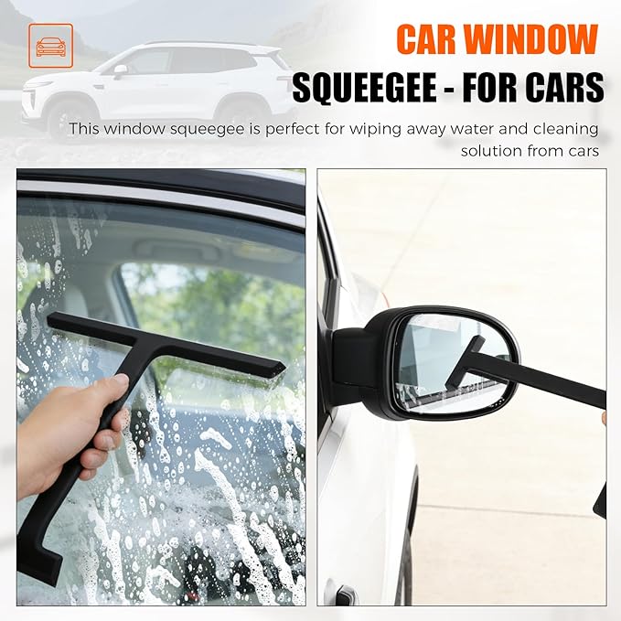 Shower Squeegee for Glass Doors,All-One-Piece Silicone Squeegee for Shower Glass with Mobile Hook,Household Window Mirror Squeegee,for Cleaner Bathroom, Window,Glass, Kitchen, Tile Wall, Car