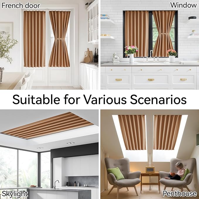 Vatge Terracotta French Door Curtains 72 Inch Length for Patio Door - Burnt Orange Sidelight Curtains for Front Door, 1 Panel, W25 x L72, Terracotta