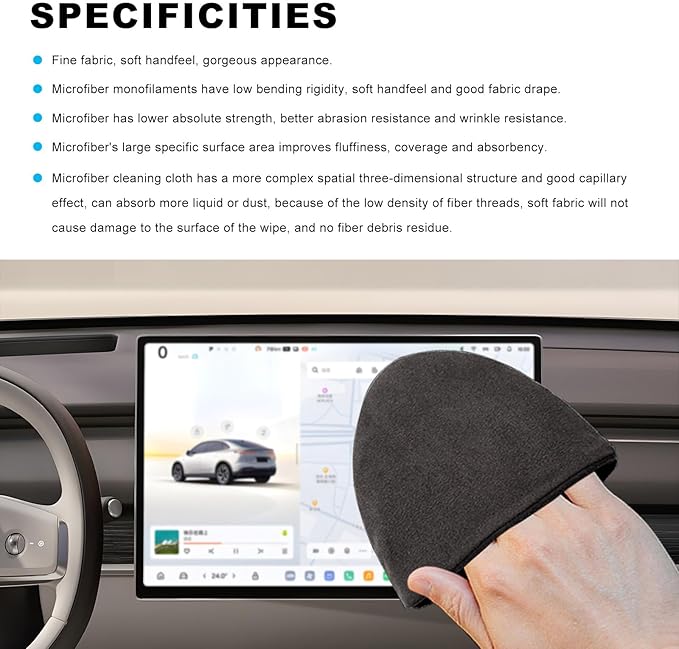 Ohleats Car Screen Cleaner, Microfiber Auto Screen Cleaning Pad, Foldable Touch Screen Cleaner Cloth for Vehicle Dashboard LCD Display, Car Cleaning Kits