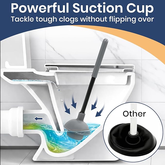 Toilet Bowl Brush and Plunger Set with Toilet Cleaner Brushes and Heavy Duty Plunger Long Handle for Essential Bathroom Scrubber Cleaning