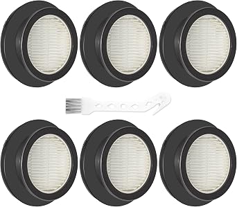 6 Pack X7A HEPA Filter Replacements Compatible with SunSare X7A-US Cordless Stick Vacuum Cleaner with Touch Screen and SunSare X7A Handheld Vacuum Cleaners for Home, 6 HEPA Filters, 1 Cleaning Brush - Cleanova