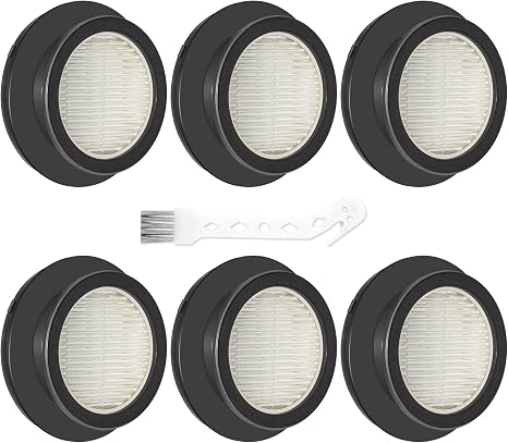 6 Pack X7A HEPA Filter Replacements Compatible with SunSare X7A-US Cordless Stick Vacuum Cleaner with Touch Screen and SunSare X7A Handheld Vacuum Cleaners for Home, 6 HEPA Filters, 1 Cleaning Brush - Cleanova