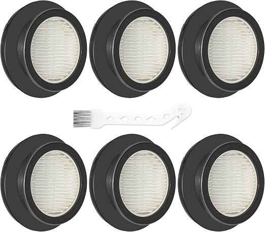 6 Pack X7A HEPA Filter Replacements Compatible with SunSare X7A-US Cordless Stick Vacuum Cleaner with Touch Screen and SunSare X7A Handheld Vacuum Cleaners for Home, 6 HEPA Filters, 1 Cleaning Brush - Cleanova