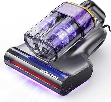 Bed Vacuum Cleaner, Mattress Vacuum with 2 Roller Brushes 253.7nm UV-C Light & Ultrasonic,145°F Heat, HEPA Filter, 18kPa