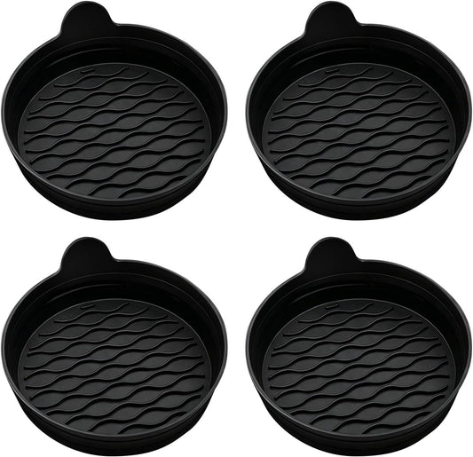 Black Silicone Car Cup Holder Coasters, Set of 4, Car Cup Holder Inserts, Interior Trim Accessories for Sedan, SUV and Pickup Truck