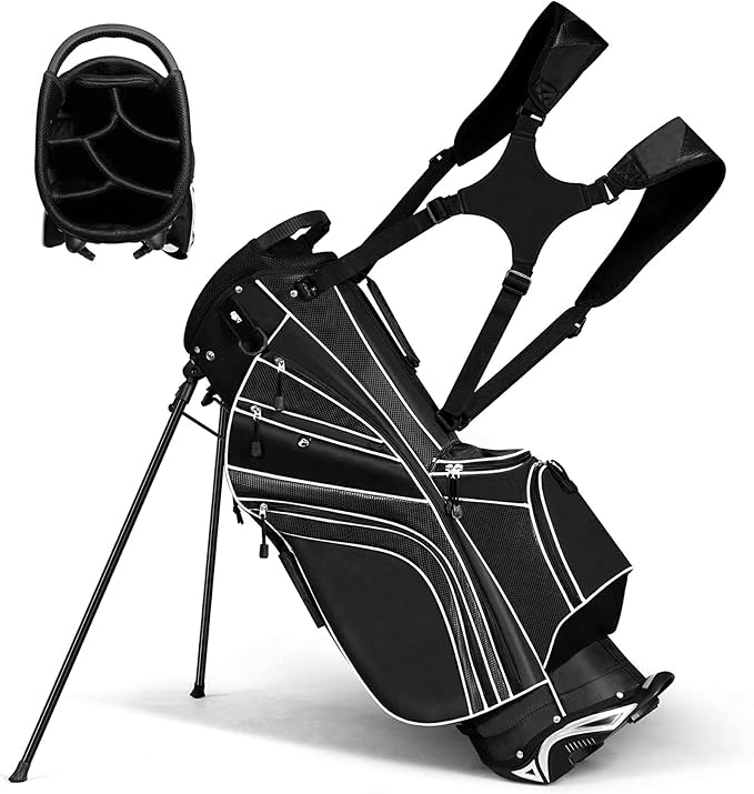 Golf Stand Bag, Golf Club Bag w/6 Large Way Top Dividers & 7 Pockets, Lightweight Golf Carry Bag w/Ergonomic Dual Straps