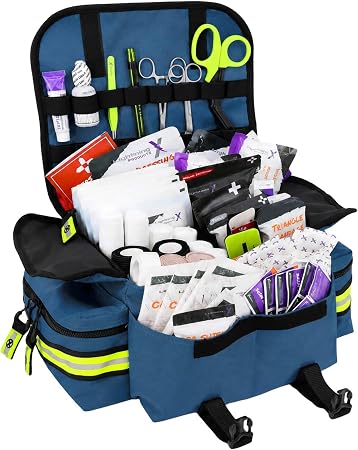 Lightning X Small Medic First Responder EMT Trauma Bag Stocked First Aid Fill Kit A Navy Blue