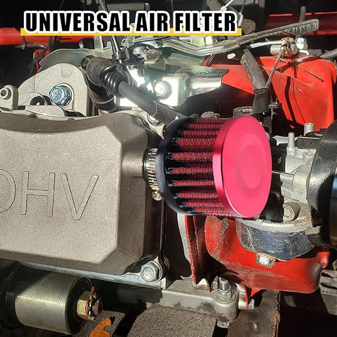 Air Filter, Valve Cover Breather, 25mm Auto Crankcase Cold Air Filter Cleaner with Adjustable Clamp, Breather Turbo Vent Cleaner Automotive Accessories Fit for Cars and Motorcycles (Red)