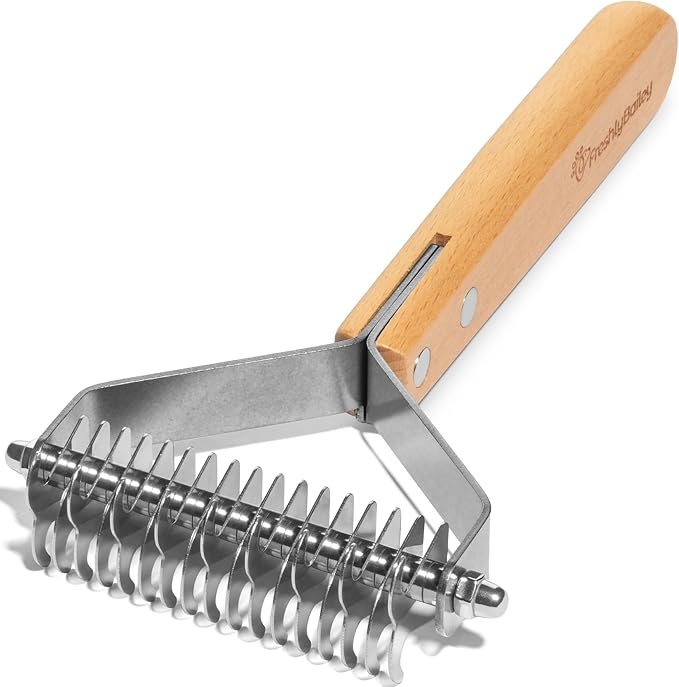 Freshly Bailey Dematting Comb for Cats and Dogs, Mat Remover and Deshedding Grooming Tool, Safe Detangler for Matted Fur, Double Sided Undercoat Rake