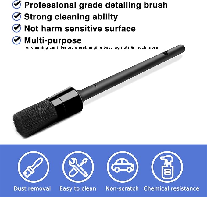 HMPLL 9pcs Auto Car Detailing Brush Set/ Interior Cleaning Kit Includes 5 Soft Premium Detail Brush, 3 Wire Brush & 1 Vent Cleaning Brush for Cleaning Interior, Dashboard, Engines, Leather, Wheel