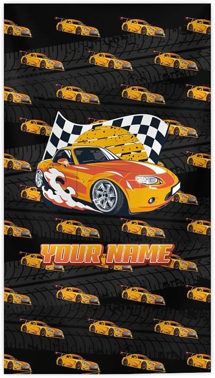 Custom Beach Towel for Girls - Personalized Racing Car Towels for Pool, Beach & Travel - Oversized Microfiber for Quick 