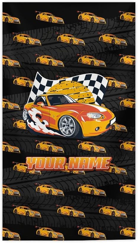 Custom Beach Towel for Girls - Personalized Racing Car Towels for Pool, Beach & Travel - Oversized Microfiber for Quick 