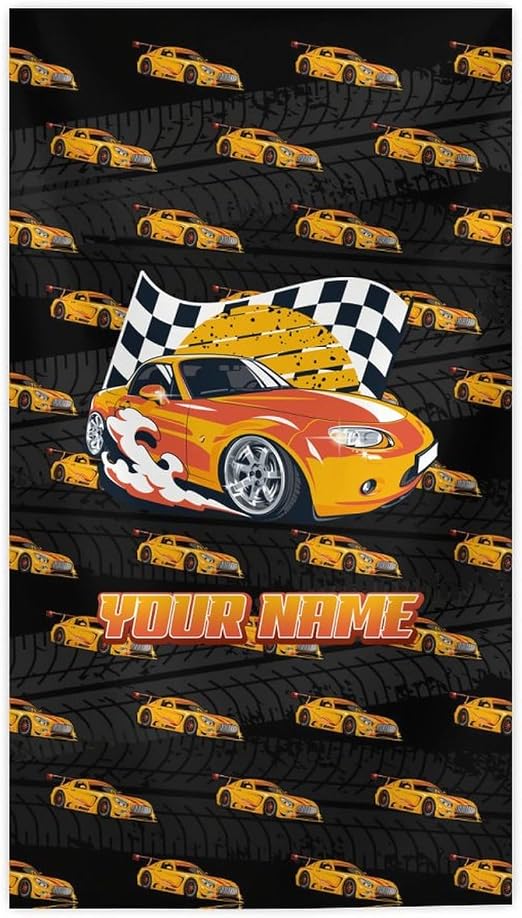 Custom Beach Towel for Girls - Personalized Racing Car Towels for Pool, Beach & Travel - Oversized Microfiber for Quick 