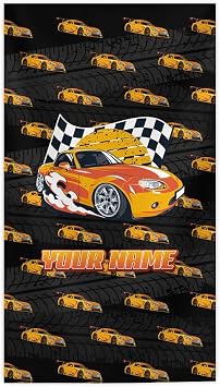 Custom Beach Towel for Girls - Personalized Racing Car Towels for Pool, Beach & Travel - Oversized Microfiber for Quick 